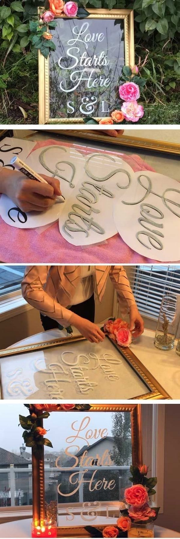 diy glass wedding sign ideas