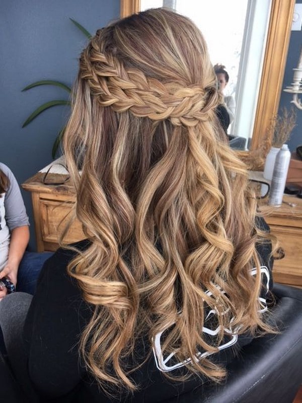 double visible braid half up half down wedding hairstyle