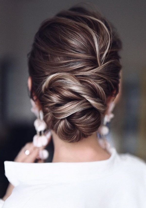 elegant updo low bun wedding hairstyle