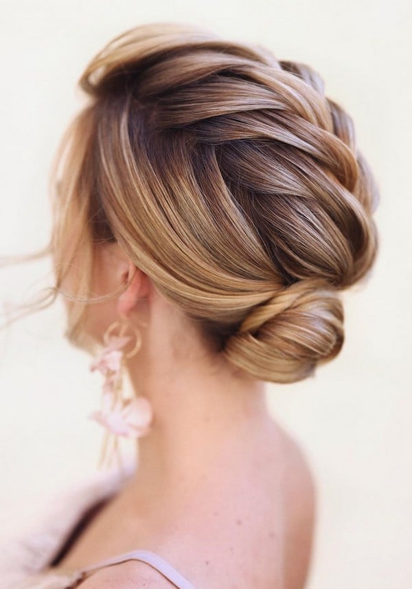 elegant updo low bun wedding hairstyle