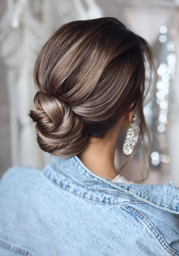 elegant updo low bun wedding hairstyle