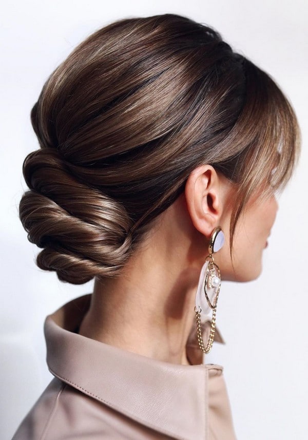 elegant updo low bun wedding hairstyle