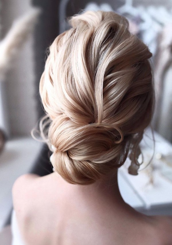 elegant updo low bun wedding hairstyle
