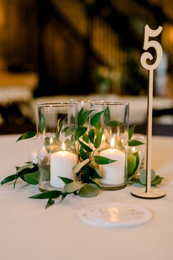 elegant simple wedding centerpiece with candles