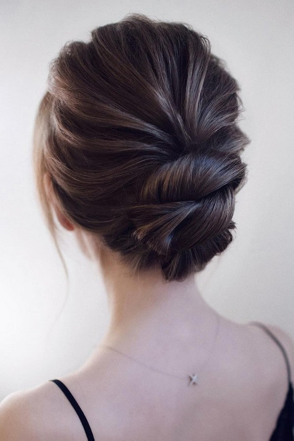 elegant updo low bun wedding hairstyle