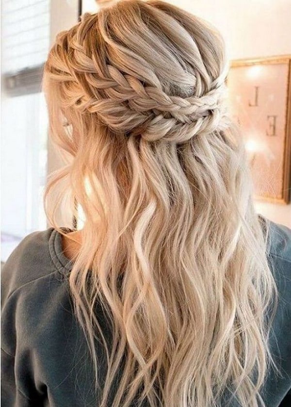 half up half down wedding hairstyle with braids