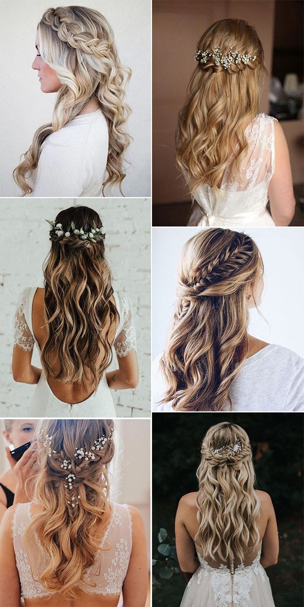 half up half down wedding hairstyles for