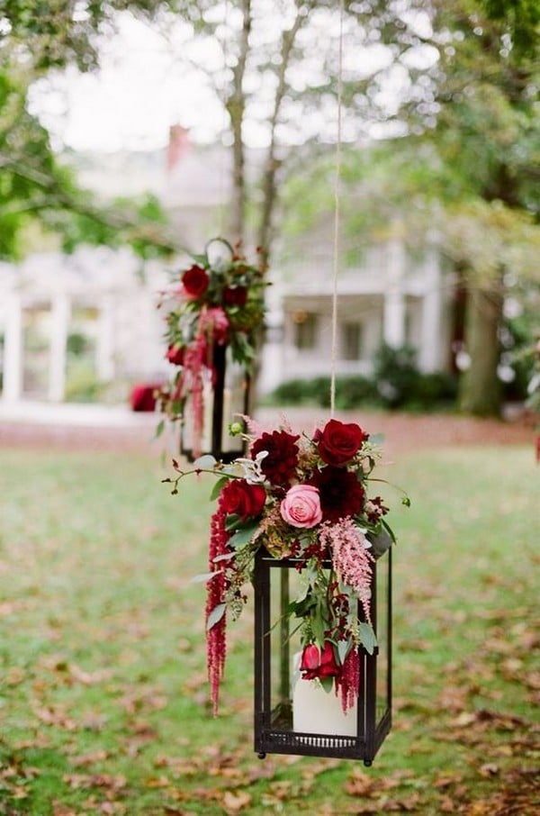 hanging lanterns wedding decoration ideas with flowers