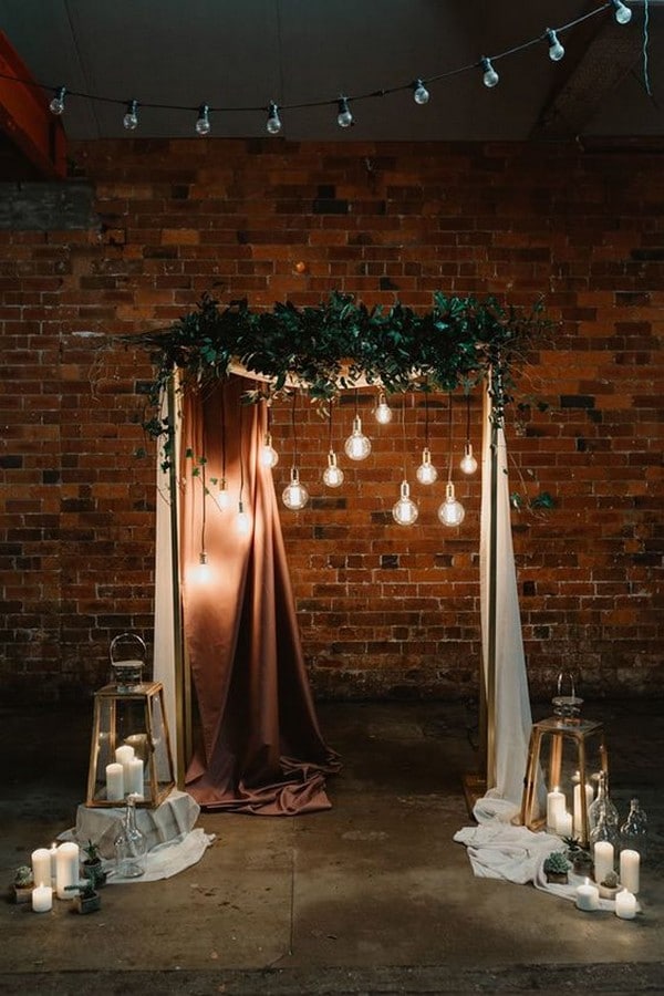 industrial wedding backdrop ideas with lights