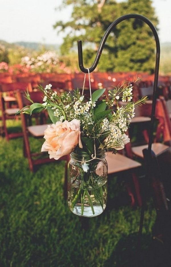 mason jars wedding ceremony aisle decoration ideas