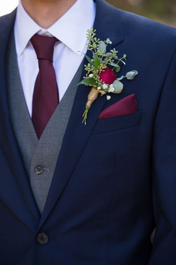navy blue and burgundy groom wedding suit ideas