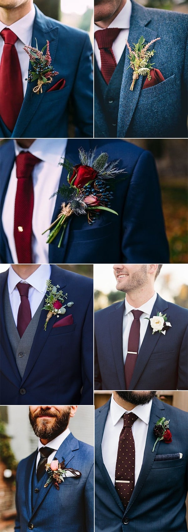 navy blue and burgundy wedding ideas grooms look