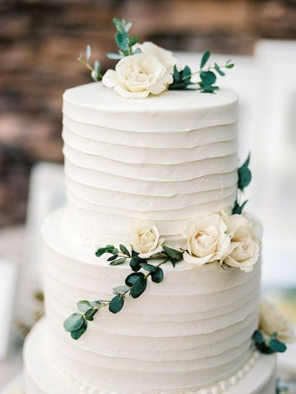 organic white and green simple wedding cake