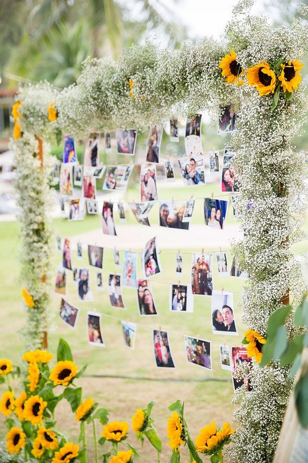 outdoor sunflowers wedding photo display ideas