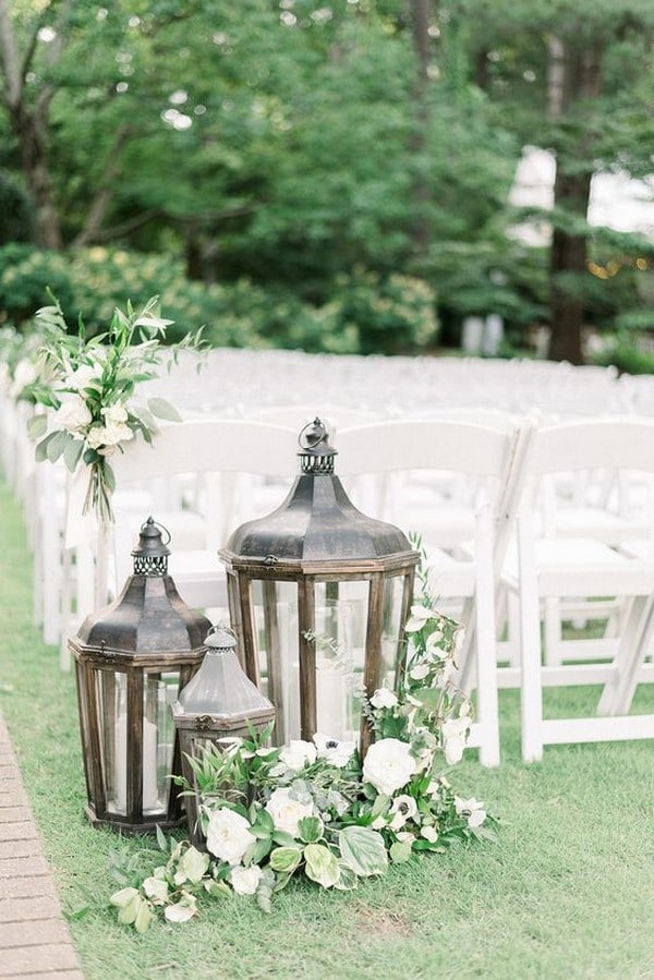 outdoor wedding ceremony decoration ideas with vintage lanterns