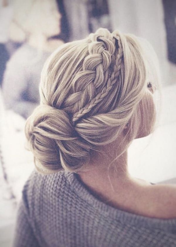 pretty braided updo wedding hairstyle