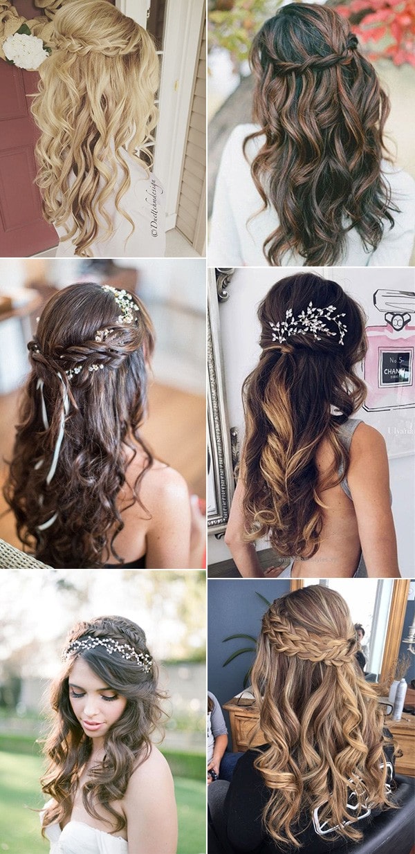 pretty half up half down wedding hairstyles