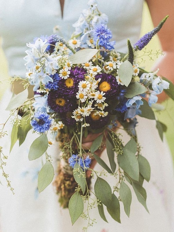 purple and light blue wildflower bouquet