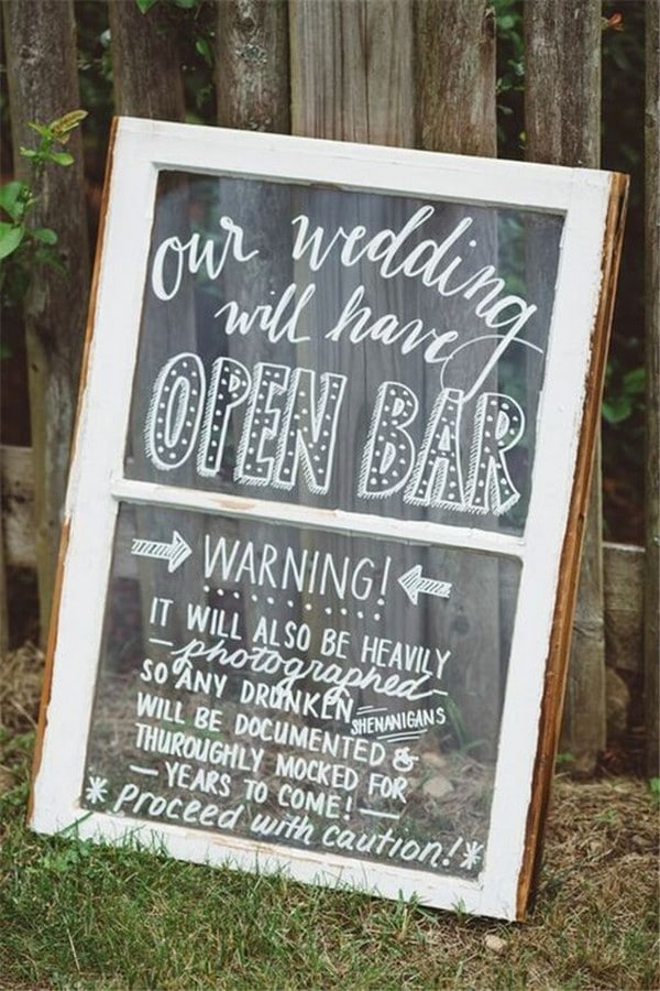 rustic backyard wedding sign ideas