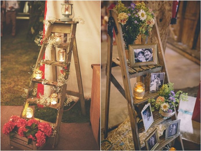 rustic country vintage ladder wedding decor ideas