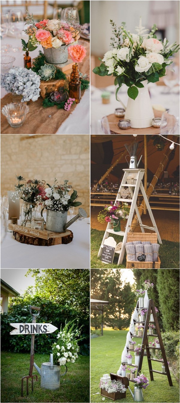 rustic country watering can wedding decoration ideas