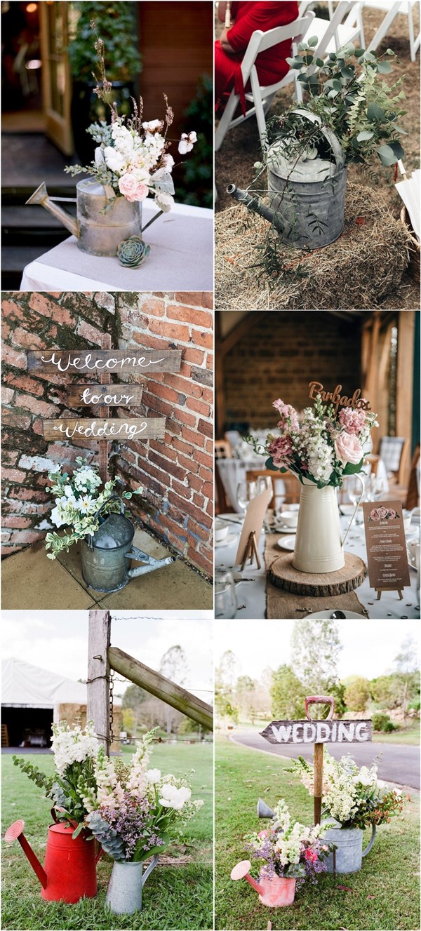 rustic country watering can wedding decoration ideas