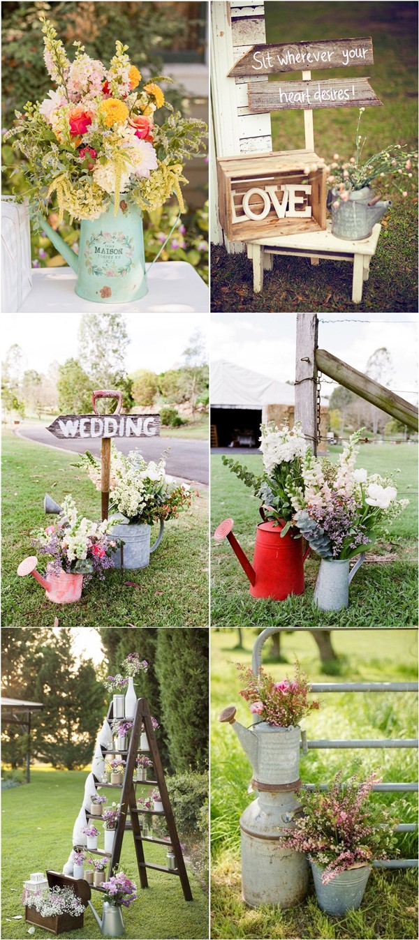 rustic country watering can wedding decoration ideas