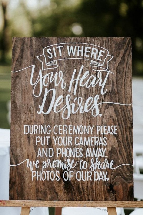 rustic unplugged wedding sign