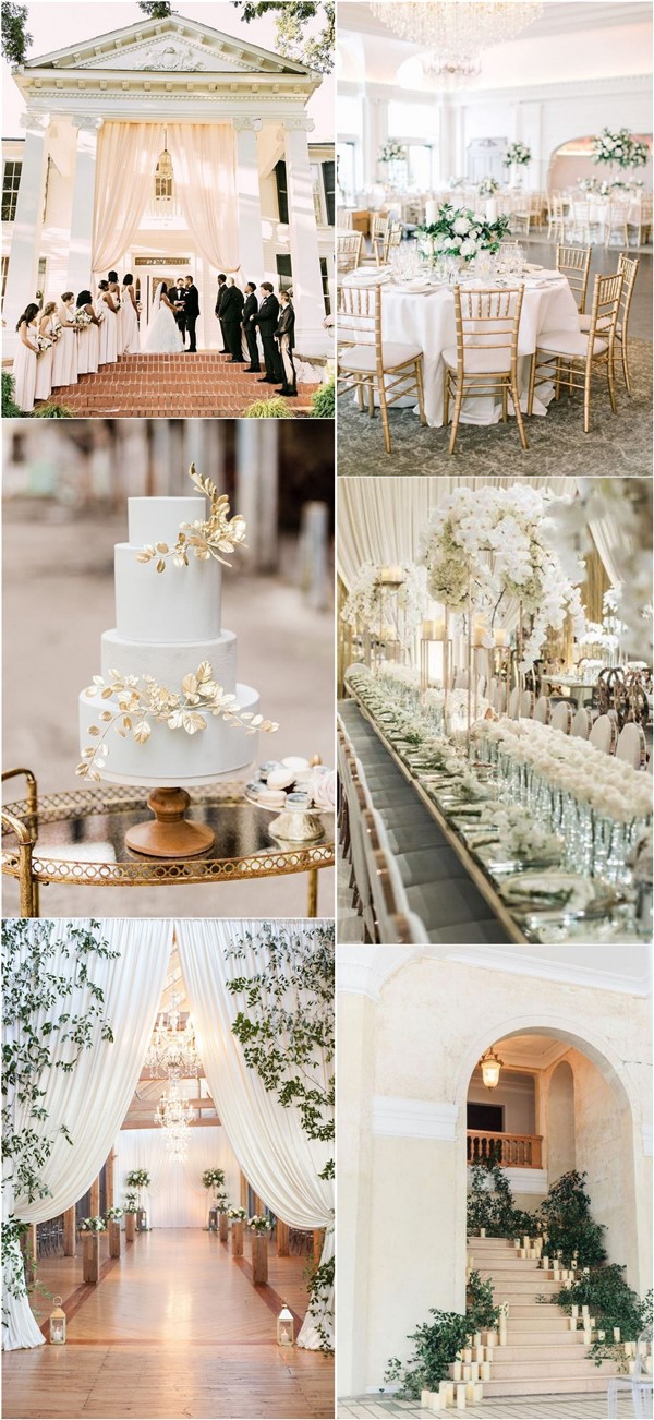 simple classic white and greenery wedding decoration ideas