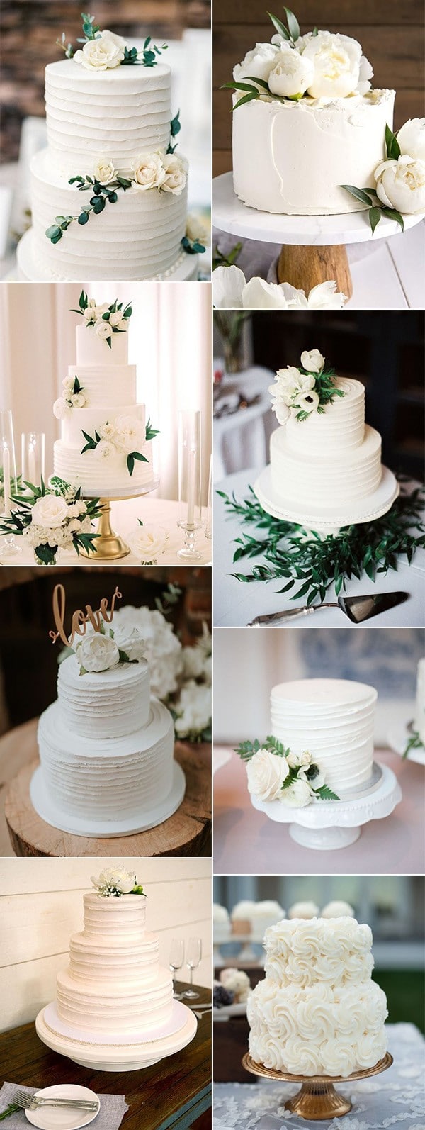 simple elegant white and green wedding cakes for spring summer