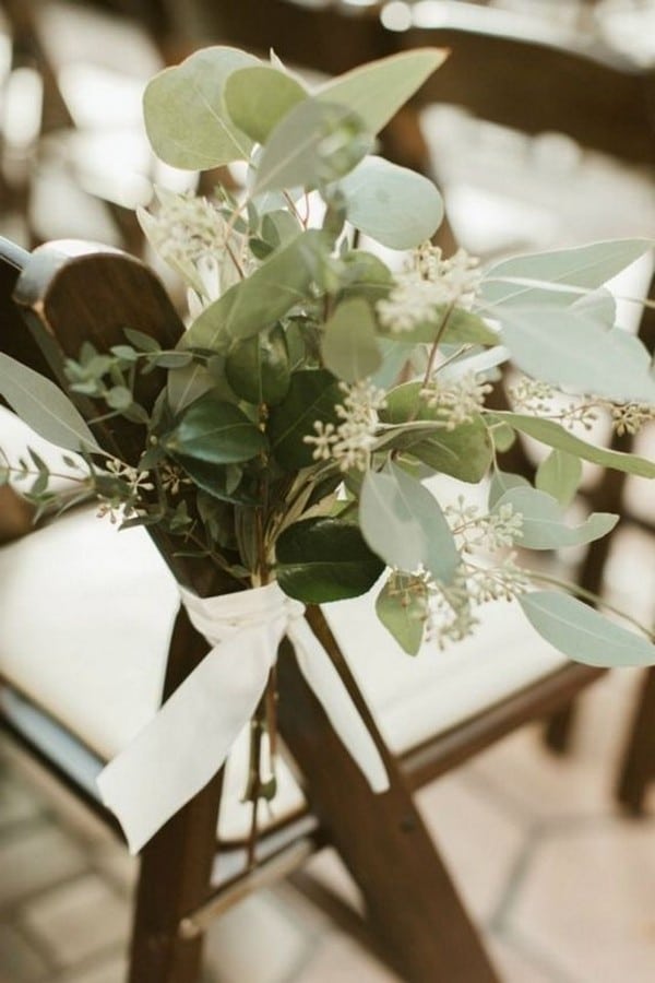 simple eucalyptus wedding aisle decoration ideas