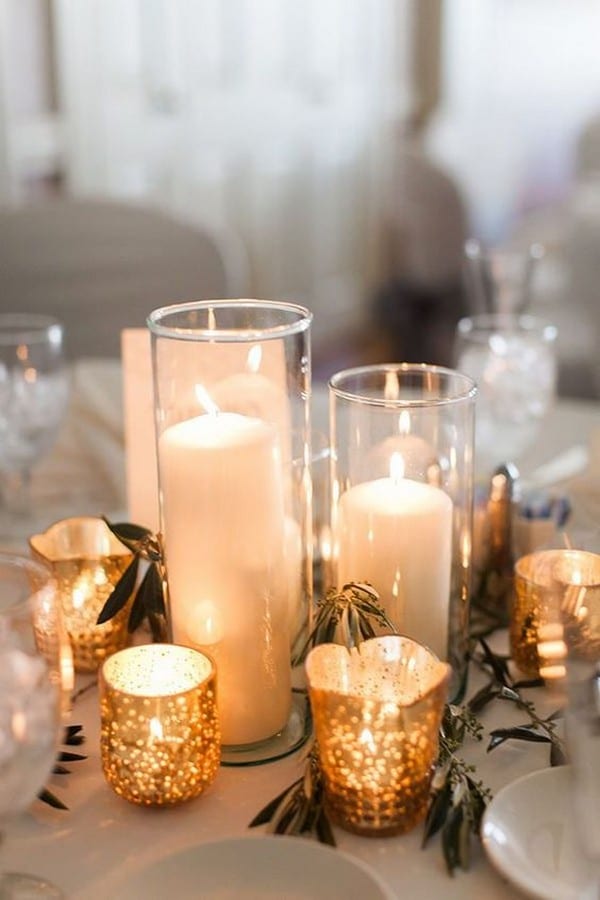 simple romantic candles wedding centerpiece ideas