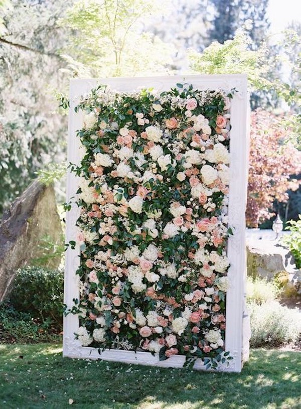 stunning floral backdrop for outdoor garden wedding