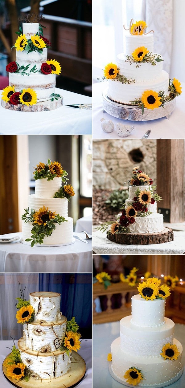 sunflower wedding cakes