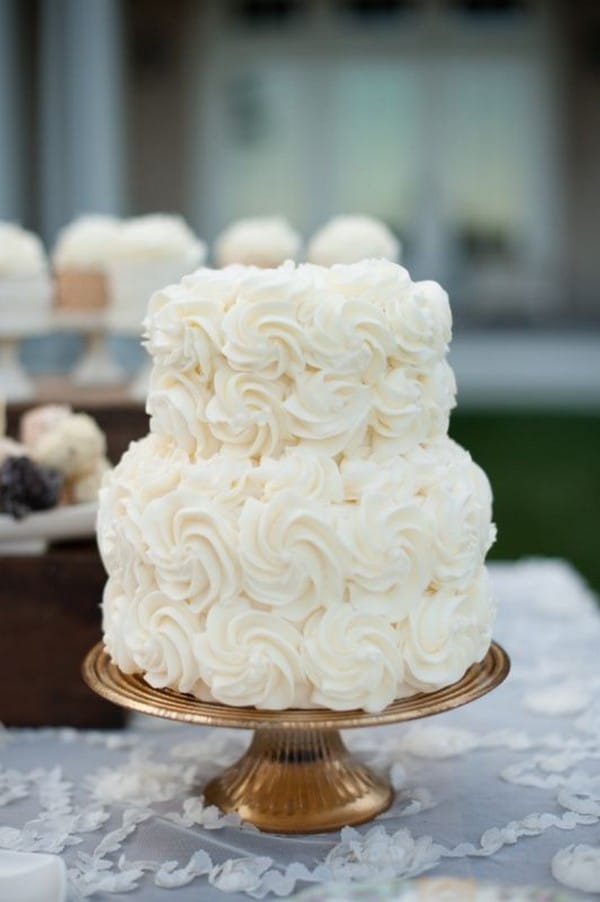 sweet all white elegant wedding cake