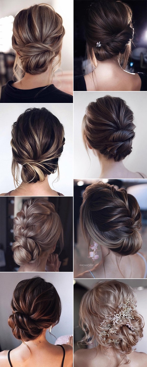 trending low bun updo wedding hairstyles