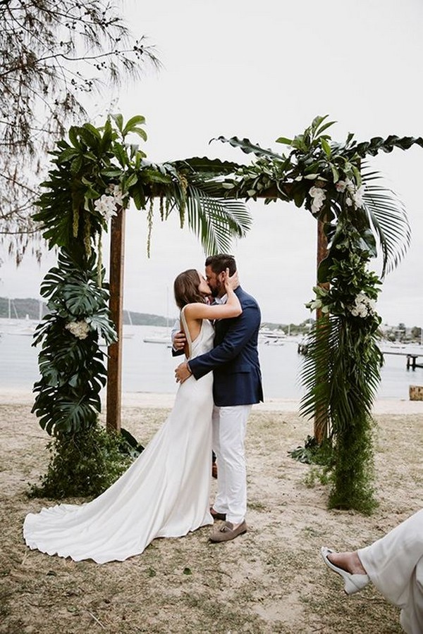 tropical greenery wedding arch ideas