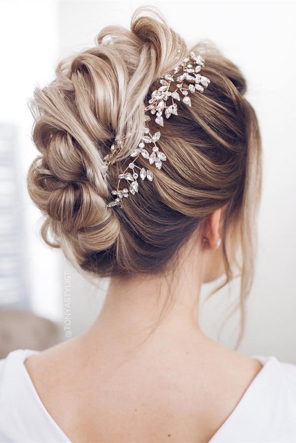 twisted updo wedding hairstyle for long hair