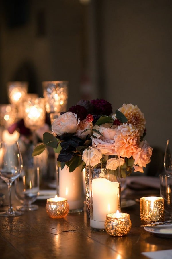 vintage candles wedding centerpiece