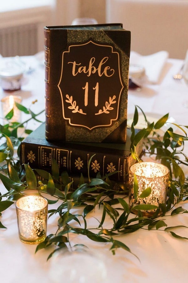 vintage book wedding centerpiece