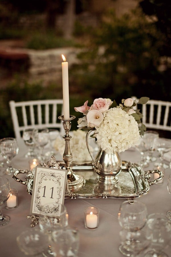 vintage candlelit wedding centerpiece