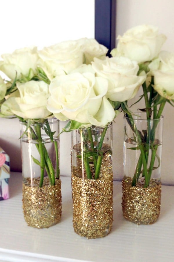 vintage glitter gold wedding centerpiece