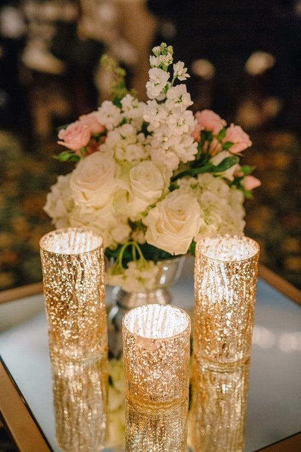 vintage gold candles wedding centerpiece