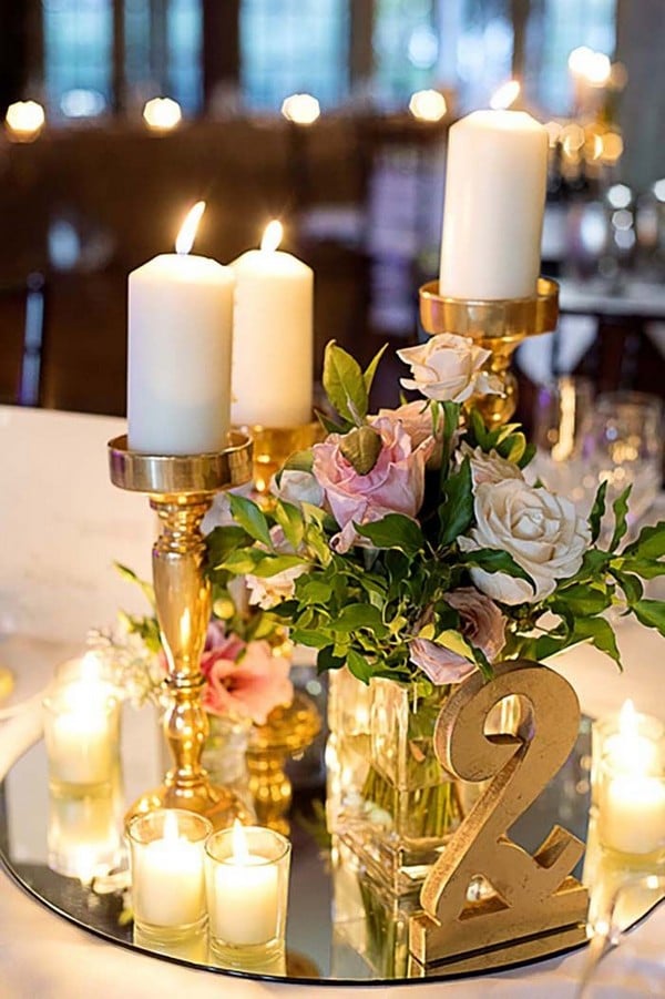 vintage gold wedding centerpiece