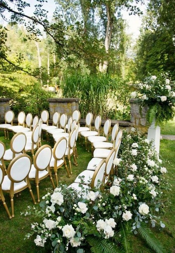 vintage greenery garden wedding ceremony decor ideas