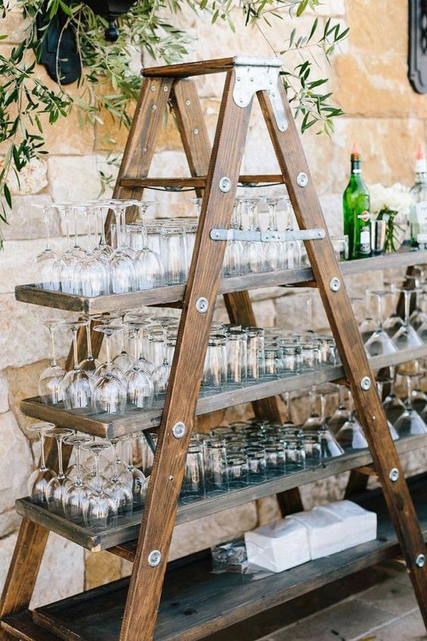 vintage outdoor wedding drink station ideas