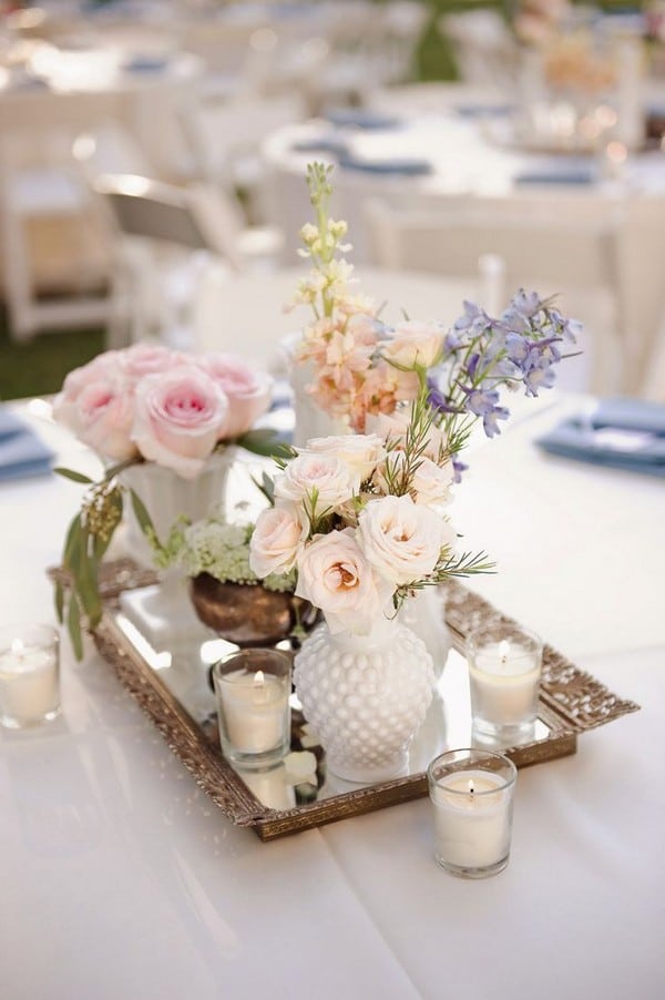 vintage pastel wedding centerpiece