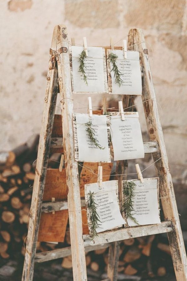 vintage rustic wedding seating plan ideas with ladder