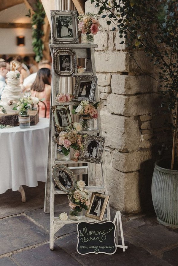 vintage wedding decoration ideas with ladder