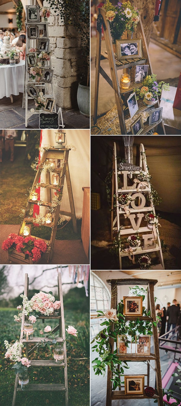 vintage wedding decoration ideas with ladders